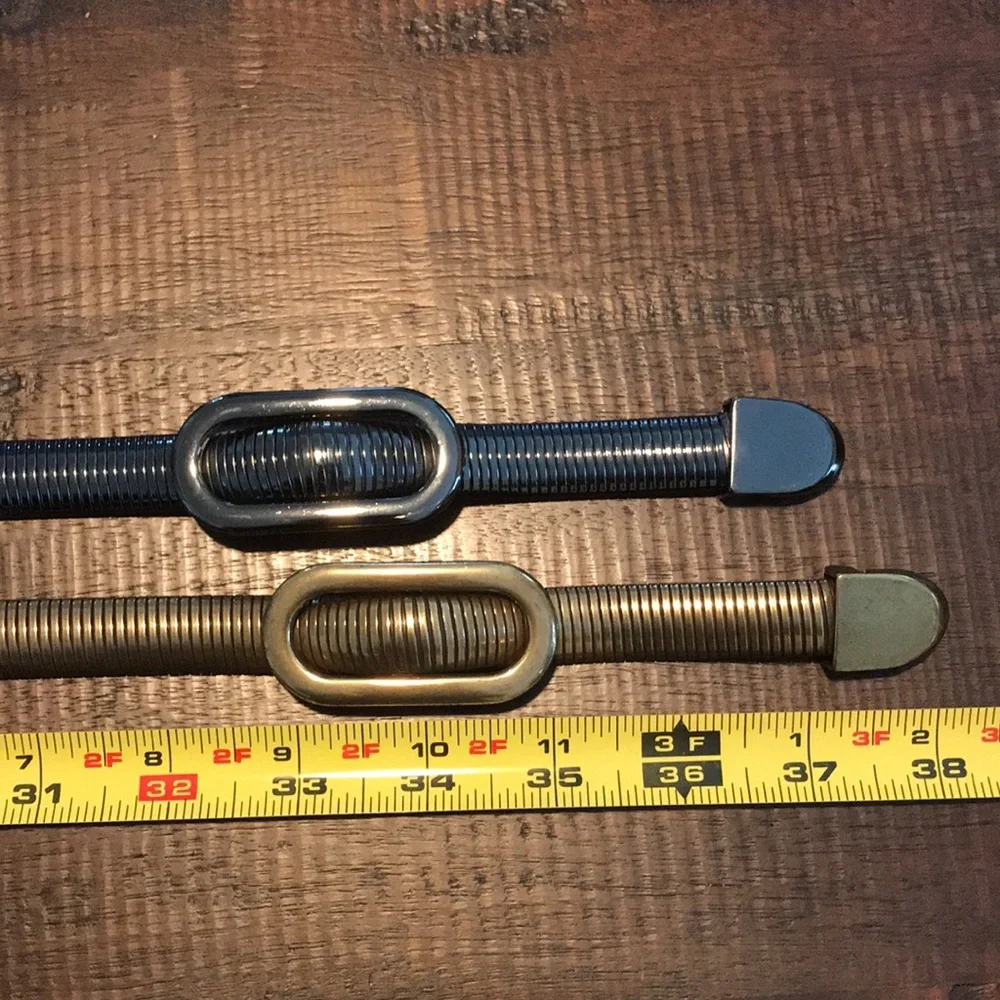 Two Vintage 80s Metal Stretch Belts